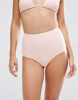 Thumbnail for your product : ASOS Mix and Match Seersucker Stripe High Waist Bikini Bottom