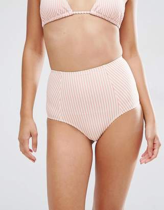 ASOS Mix and Match Seersucker Stripe High Waist Bikini Bottom