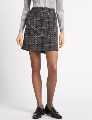 Marks and Spencer Raised Check Jacquard A-Line Mini Skirt