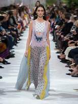 Thumbnail for your product : Valentino Flocked-floral Velvet Dress - Womens - Blue Multi