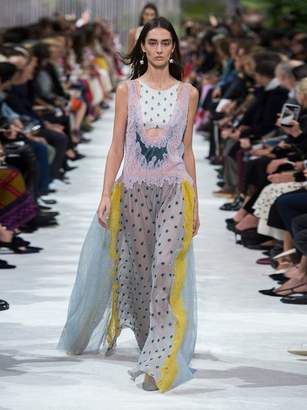 Valentino Flocked-floral Velvet Dress - Womens - Blue Multi