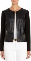 Thumbnail for your product : Jones New York Perforated Black Faux Leather Jacket (Plus)