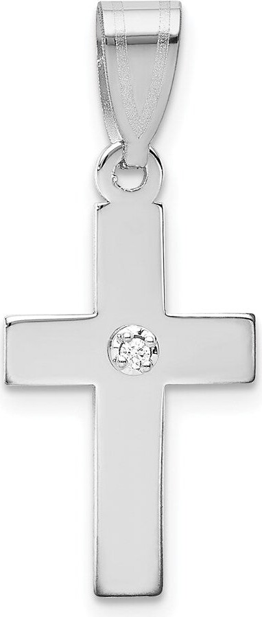 Diamond2Deal 14k White Gold .01 carat Diamond Cross Pendant