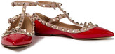 Thumbnail for your product : Valentino Garavani Rockstud Smooth And Patent-leather Point-toe Flats