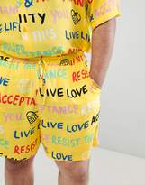 Thumbnail for your product : ASOS DESIGN x glaad& Plus shorts two-piece in scribble print