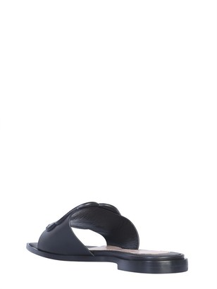 Alexander McQueen Black Signature Leather Flat Slide Sandals