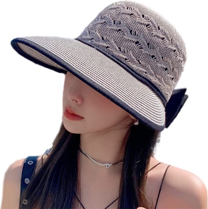 Rimosnn Women Beach Sun Protection Straw Hat Wide Brim Summer Travel