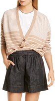 Thumbnail for your product : Brunello Cucinelli Beaded Stripe Wool, Cashmere & Silk Cardigan