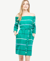 Thumbnail for your product : Ann Taylor Off The Shoulder Striped Poplin Dress