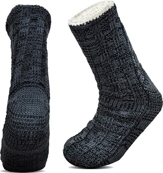 Xelay® Mens Thermal Fleece Slipper Socks Heat Warm Holding Non Slip  Grippers Extra Thick Knitted Winter Sleeping Bed Sock UK 6-11 (Charcoal -  ShopStyle