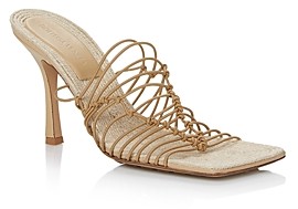 Bottega Veneta Women's Square Toe Elastic Strappy High Heel Espadrille Sandals