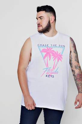 boohoo Big & Tall Chase The Sun Palm Print Tank
