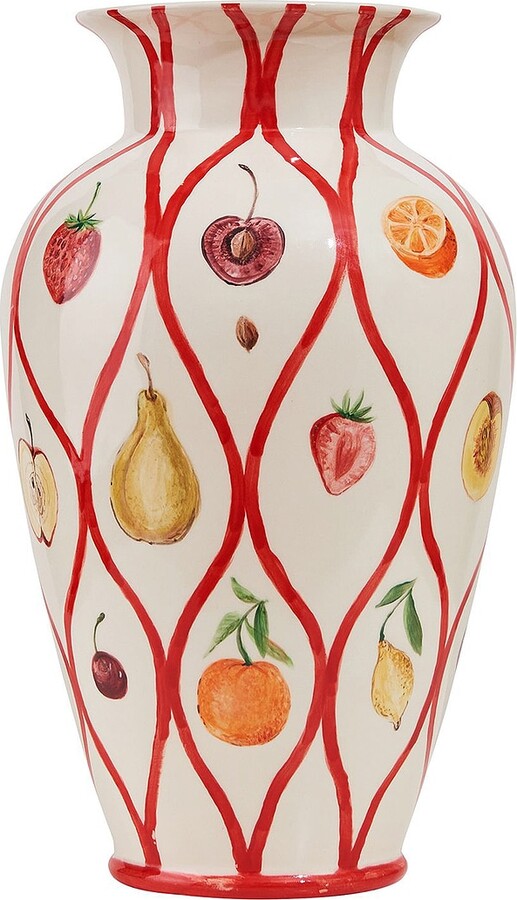 Misette Large Hand-painted Vase in Red