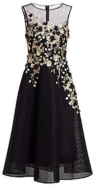 Teri Jon by Rickie Freeman Women's Neoprene Metallic Embellished Fit-&-Flare Cocktail Dress Teri Jon by Rickie Freeman Women's Neoprene Metallic Embellished Fit-&-Flare Cocktail Dress