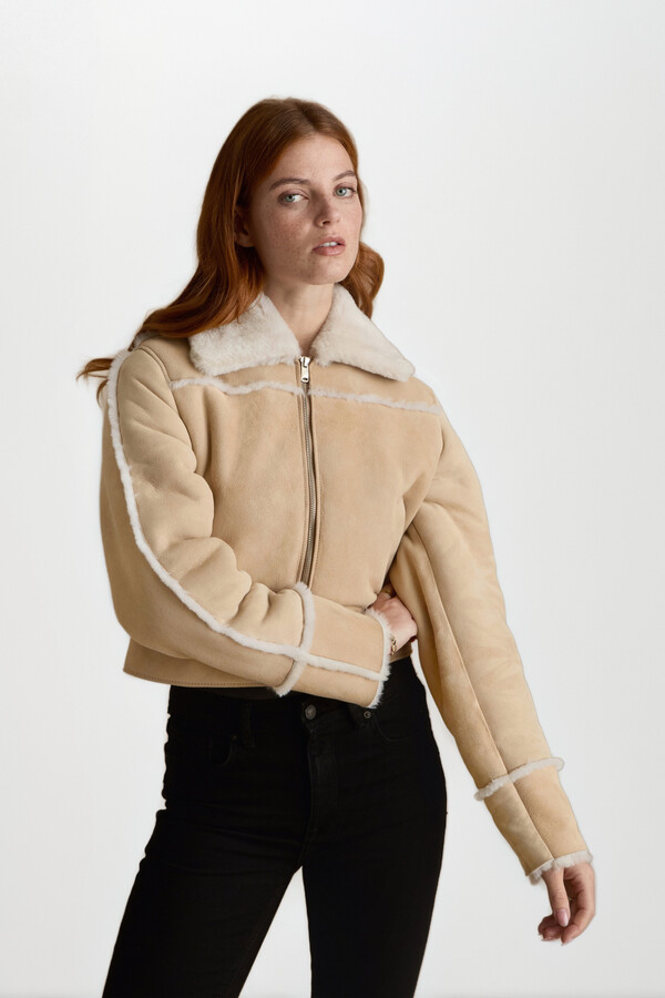 FURNIQ UK LLC Clara Suede Shearling Jacket
