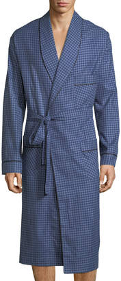 Neiman Marcus Brushed Flannel Robe, Navy