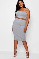 Thumbnail for your product : boohoo Plus Button Rib Crop + Midi Skirt Co-ord