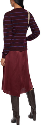 Veronica Beard Charlene Shirred Striped Merino Wool Sweater