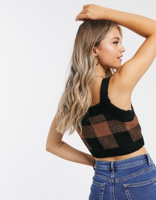 ASOS DESIGN knitted cami in check pattern