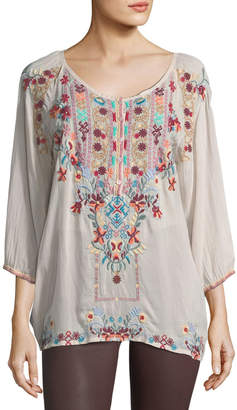 Johnny Was Dolora Embroidered Georgette Blouse
