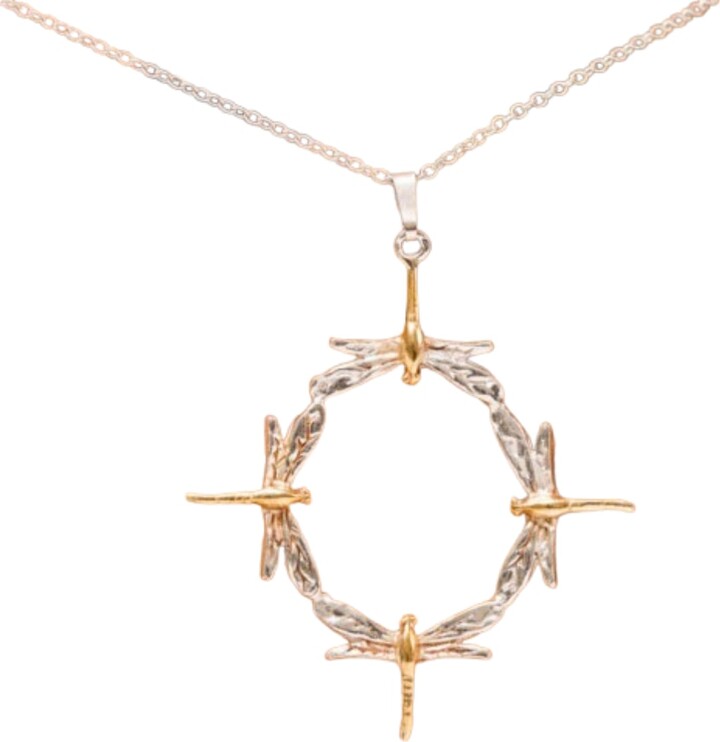 Simon Kemp Jewellers Four Dragonflies Pendant In Eighteen Carat Gold On Sterling Silver.