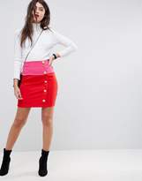 Thumbnail for your product : ASOS Design mini skirt in color block with button detail