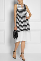 Thumbnail for your product : Tibi Mesh-trimmed striped woven dress