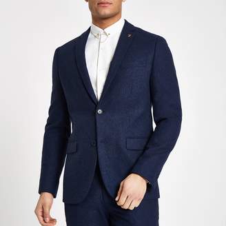 River Island Mens Farah Blue wool blend skinny suit jacket
