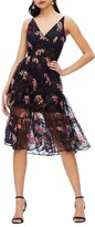 Thumbnail for your product : Dress the Population Paulette Embroidered Chiffon Midi Dress