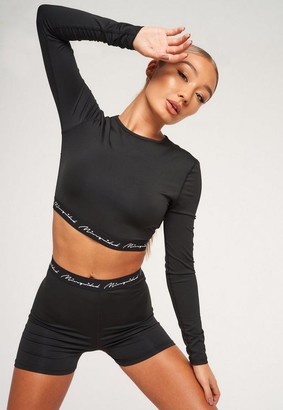 Missguided Black Script Booty Gym Shorts