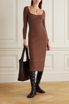 Thumbnail for your product : Ninety Percent + Net Sustain Ribbed Tencel Lyocell-blend Midi Dress - Brown