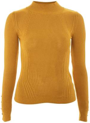 Topshop Roll Neck Button Detail Sweater