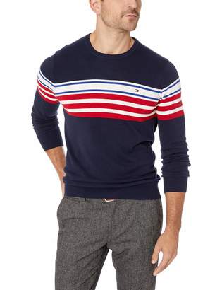 Tommy Hilfiger Men's Belfast Stripe Crew Neck Pullover Sweater -Navy Blazer XX-Large