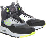Thumbnail for your product : Nike Air Max 1 Mid Sneaker Boots Black Volt Metallic Silver