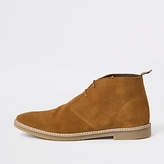 Thumbnail for your product : River Island Mens Tan suede eyelet desert boots