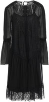 Thumbnail for your product : Alberta Ferretti Gathered Lace-paneled Silk-voile Dress