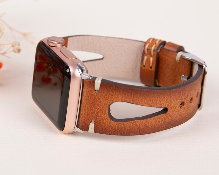 Leather Apple Watch Band, 38-40-41-42-44-45mm Women/Men Unique Iwatch Bracelet 7 6 5 4 3 2 1 & Se, Fitbit Series Armband Gift