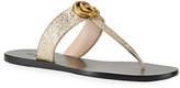 Thumbnail for your product : Gucci Flat Marmont Metallic Leather Thong