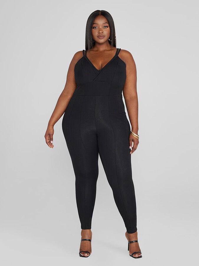 Fashion to Figure Plus Size Sierra Double Strap Catsuit in Black Size 0 -  ShopStyle Jumpsuits & Rompers