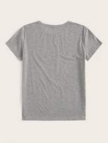 Thumbnail for your product : Shein Letter Print Space Dye Tee