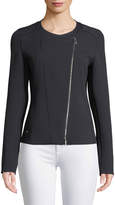 Thumbnail for your product : Lafayette 148 New York Trista Zip-Front Long-Sleeve Grid Cloth Jacket