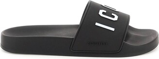 DSQUARED2 Black Rubber Slipper With Icon Logo