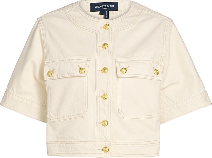 Veronica Beard Women's Elias Short-Sleeve Jacket - Ecru - Size Large
