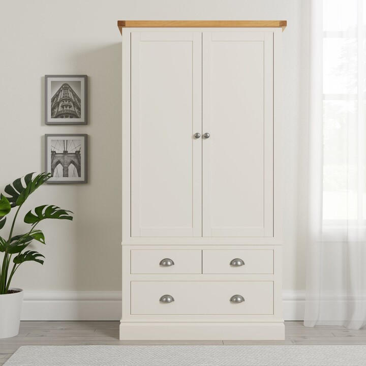 Dunelm Compton Double 3 Drawer Wardrobe, Ivory & Oak Cream ShopStyle