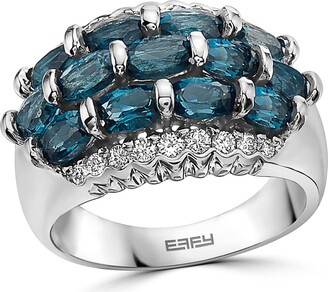 Effy 14K White Gold London Blue Topaz & Diamond Ring - Size 7
