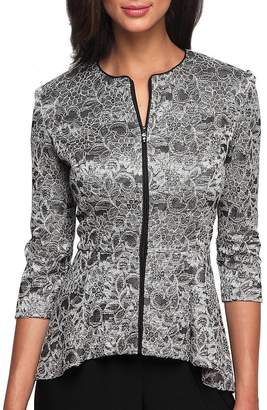 Alex Evenings Printed Lace Zip-Front Jacket
