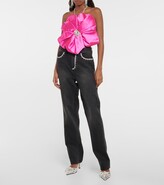 Thumbnail for your product : Area Crystal-embellished satin crop top