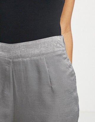 Outrageous Fortune wide leg pants in charcoal satin