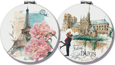 Lissom Design From Paris with Love Round Comact Mirror Decorative Box