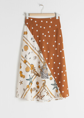 And other stories Polka Dot Seashell Satin Midi Skirt
